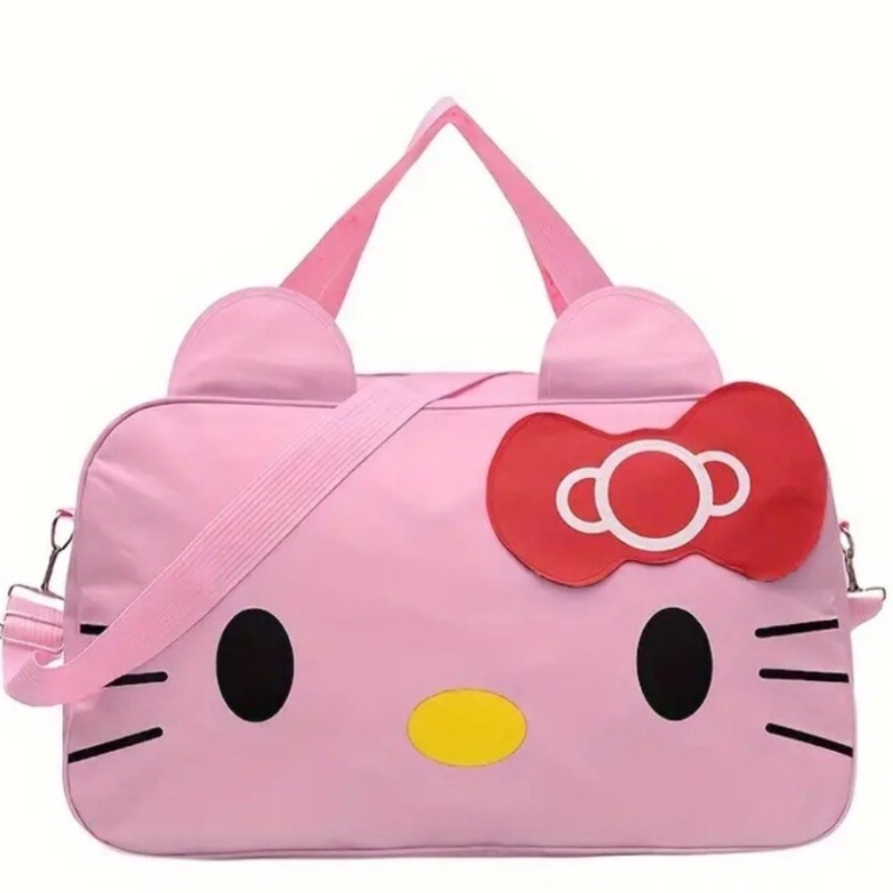 HELLO KITTY TRAVEL CROSSBODY WEEKENDESanrio NEW Hello Kitty Pink Nylon DuffleBag - Picture 2 of 3